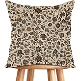 YOU FOUND ME William Morris Abstract Vintage Floral Velvet Design Throw Pillow Covers Home Decor, Retro Art Deco Pillowcase Cushion Cover for Bed Sofa Living Room, Square 18x18inch (Beige-Floral)