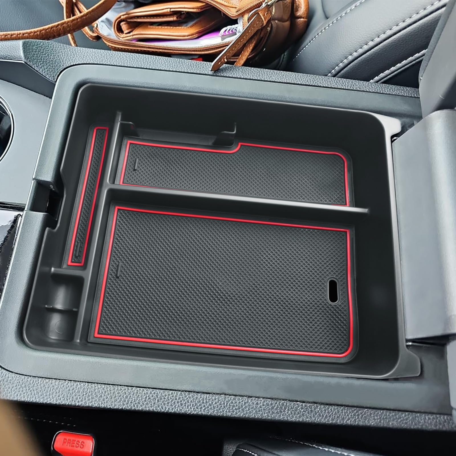 Photo 1 of EDBETOS Center Console Organizer Compatible with 2023 2024 2025 Honda Pilot, 2024 2025 Honda Ridgeline/Passport Insert Tray Secondary Storage Armrest Box ABS Plastic Material, Red
