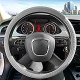 ZATOOTO Silicone Car Steering Wheel Covers - Grey Nonslip 3D Massage Hands 13 Inch - 16.5 Inch for Women Men Better Grip