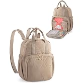 Fasrom Small Diaper Bag Backpack, Mini Diaper Purse Crossbody Bag for Women | Insulated Bottle Pockets, Compact Design for Baby Essentials, Lightweight Carry for Daily Use and Travel, Camel