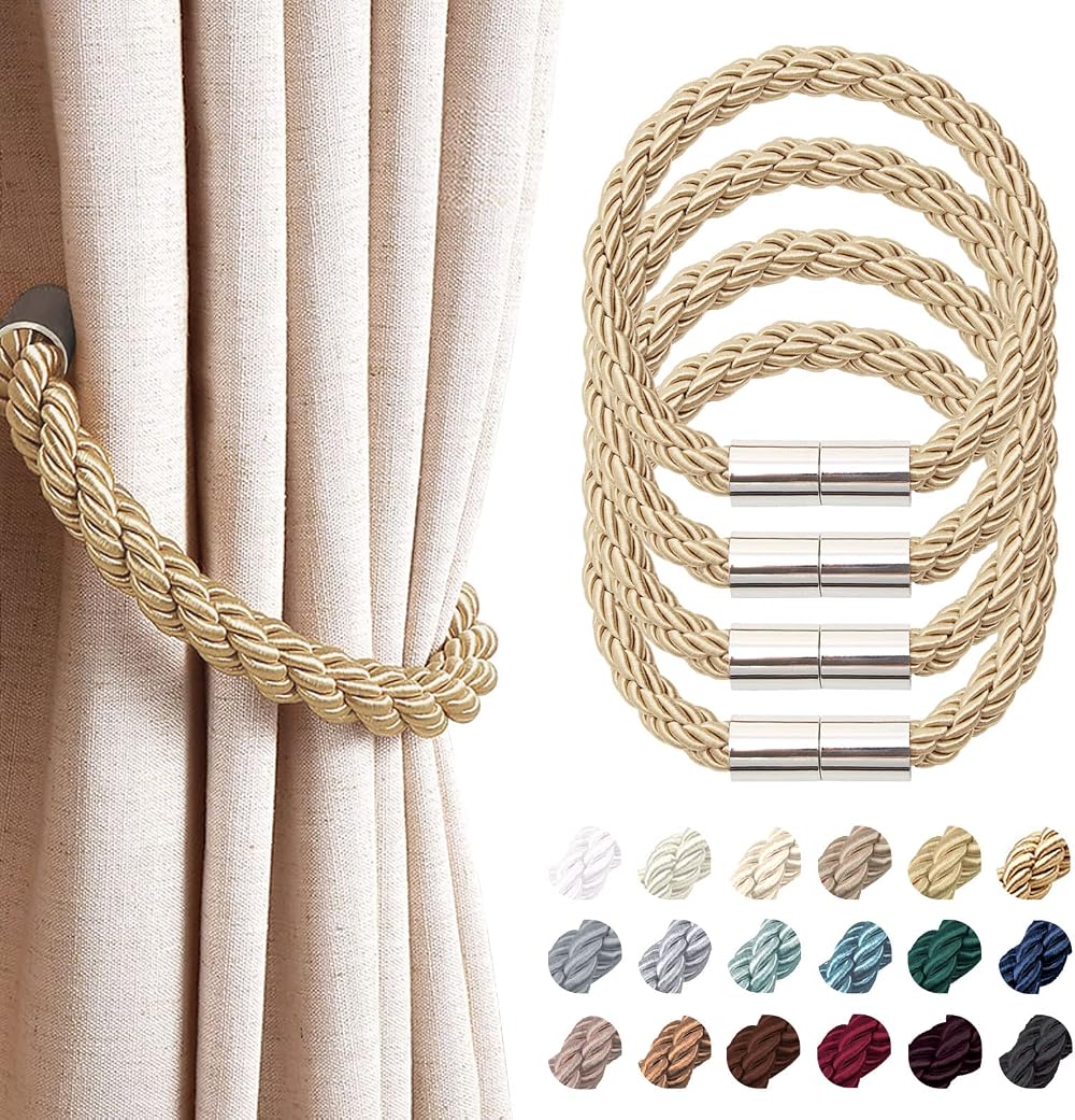 Pretty Jolly 4 Pack Magnetic Curtain Tiebacks Bronze 19in No Drill Drape