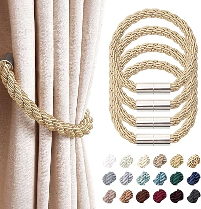 Pretty Jolly 4 Pack Magnetic Curtain Tiebacks Bronze 19in No Drill Drape