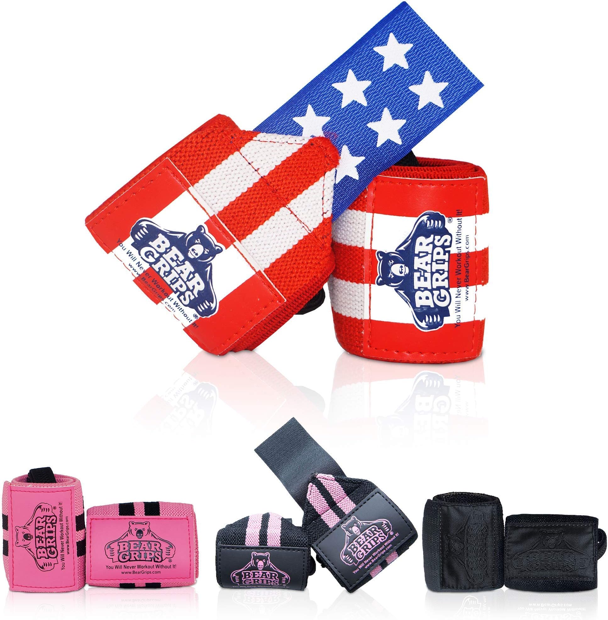 Bear Grips Wrist Wraps. Superior Wrist Wraps for Weightlifting, Ultimate Lifting Wrist Wraps, Men & Women, Available in 2-Band or Extra Strength, Two Wrist Wrap Per Pair, Comes in 12” & 18”