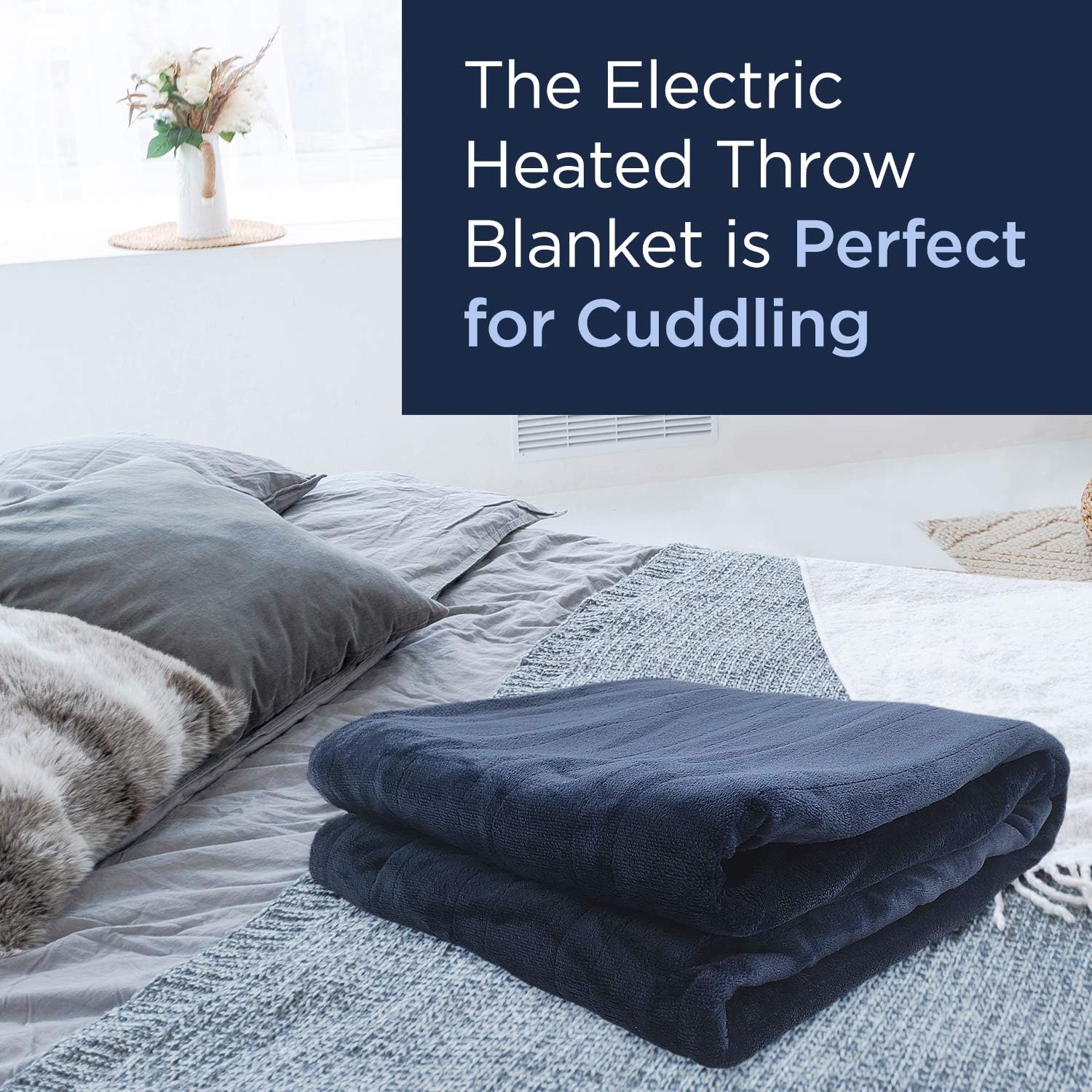 Dr Relief Electric Heated Throw Blanket Fleece with Controller, 4 Hours Auto Shut-Off, Fast Warming, Full-Body Comfort, Luxuriously Soft, Machine Washable, 50" x 60", Micromink for Cozy Couch or Bed: Kitchen & Dining