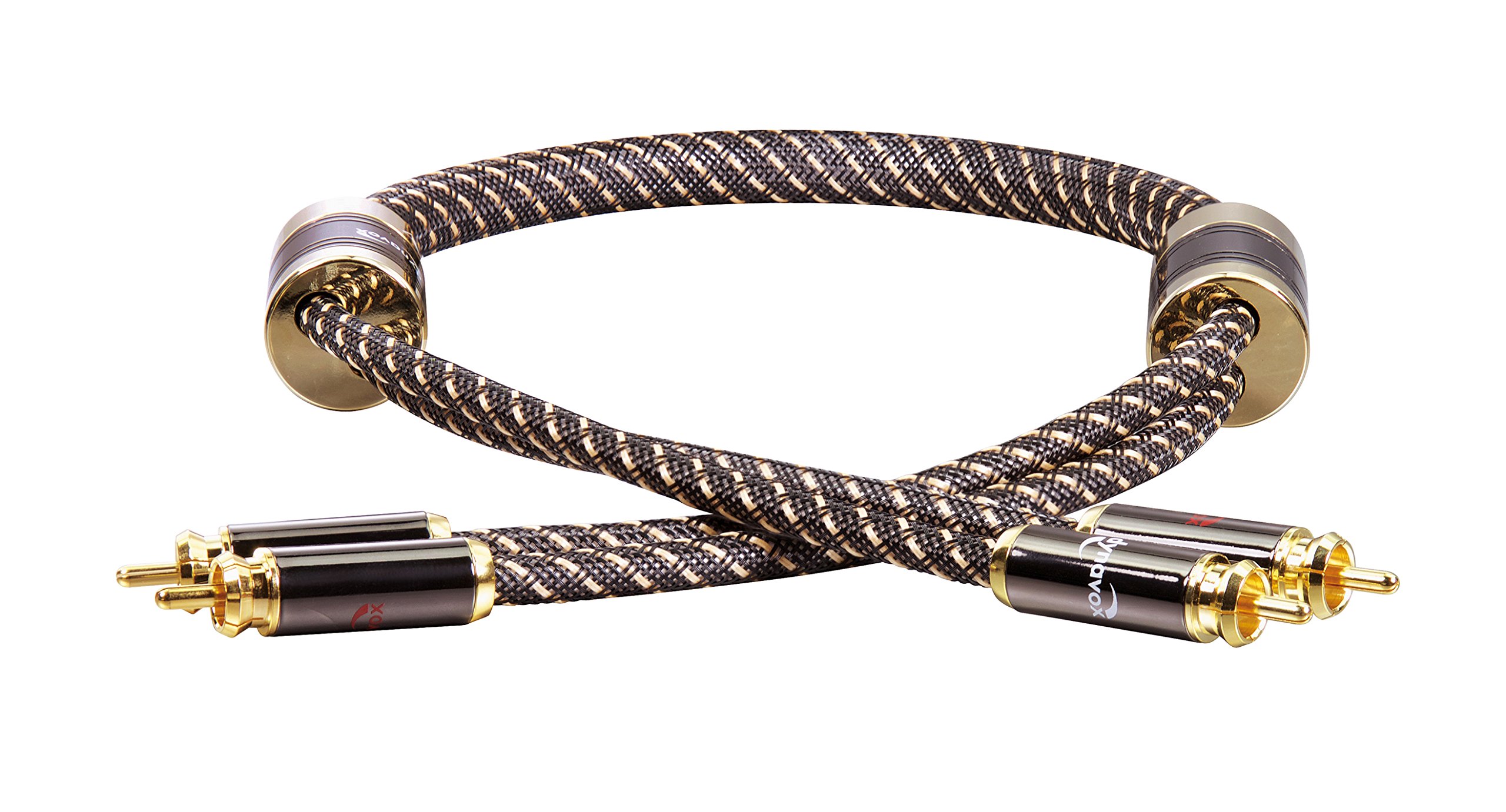 Dynavox Black Line High-End RCA Cable Stereo, Premium RCA Cable with Multiple Shielding, High-Purity Copper, 24 K Gold-Plated Connectors, 0.6 m