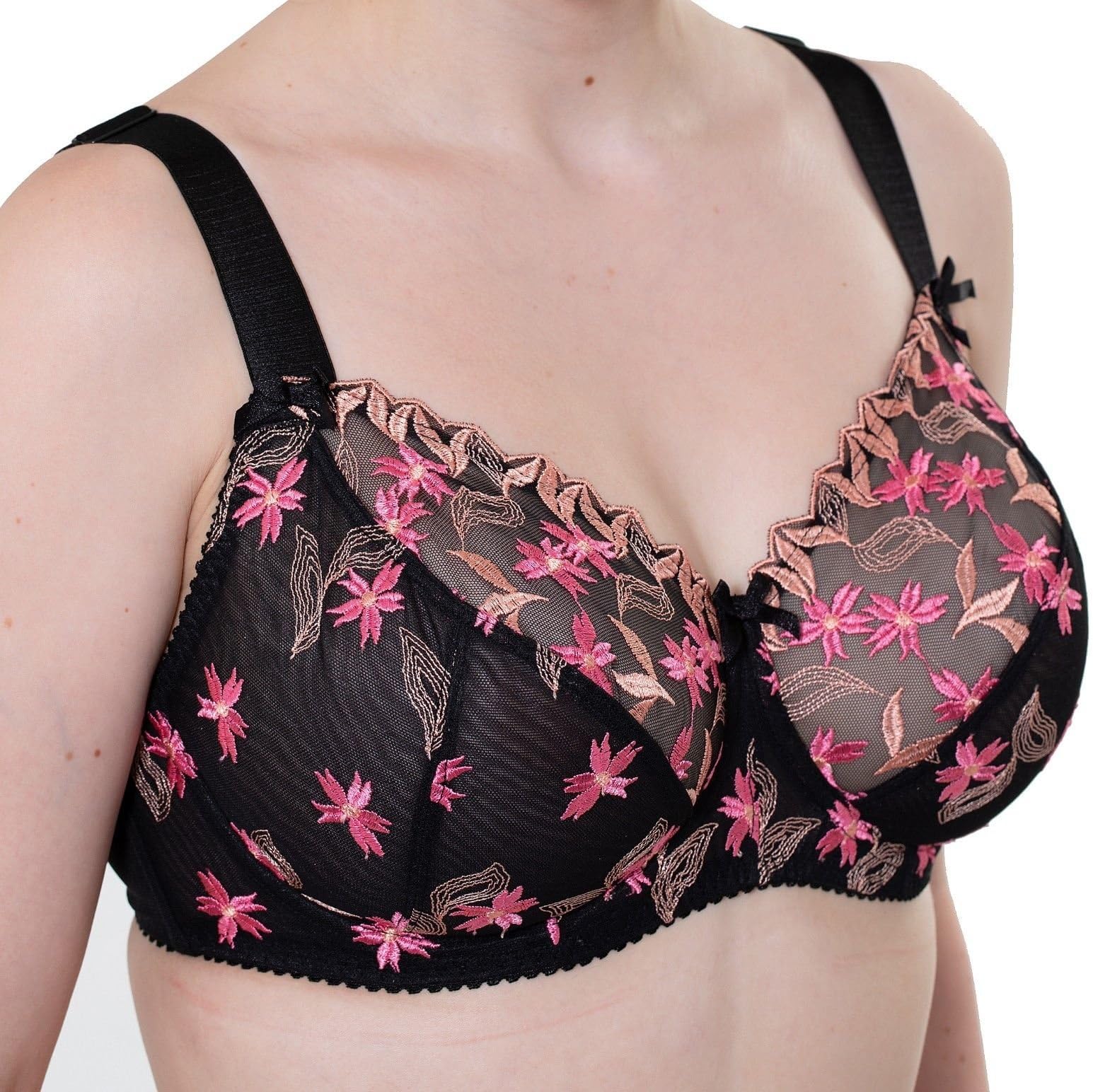 Plus Size Bras for Women Large Bust Full Figure Support Underwired Black Pink