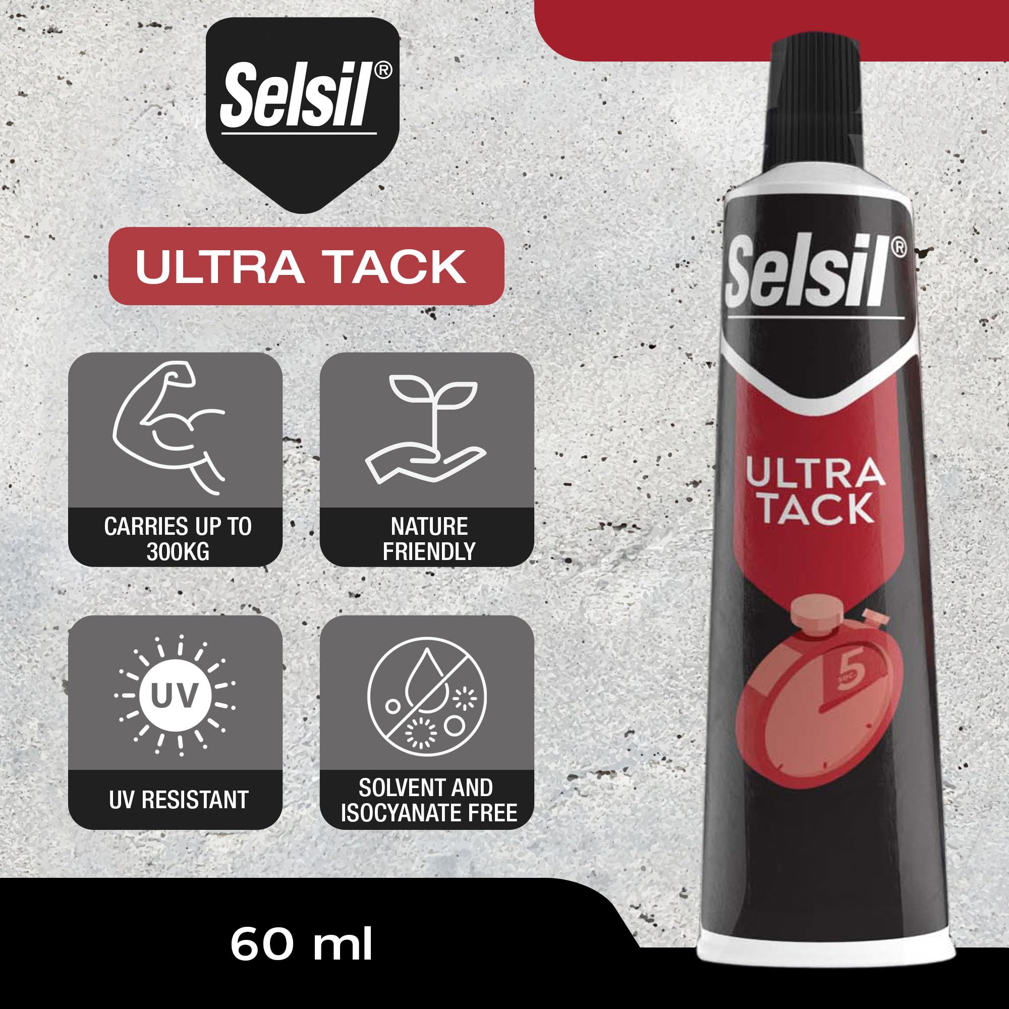 Ultra Tack 660 LBS (300 Kg) Carrying Capacity, Hybrid & Paintable Bonding Glue, Super Glue, Wood Glue, Adhesive Glue, Bonds in 5 Seconds, Waterproof Mounting White Glue, 2 Fl oz. (60 ml)