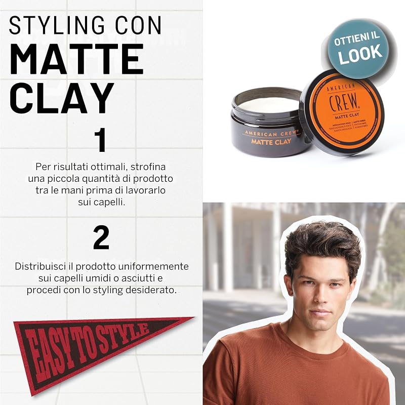 Matte Clay, Cera Capelli Uomo, Tenuta Medio/Alta & Finish Opaco, Dona Texture e Controllo, 85g