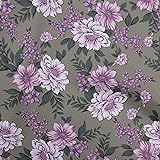 oneOone Cotton Silk Purple Fabric Floral Retro