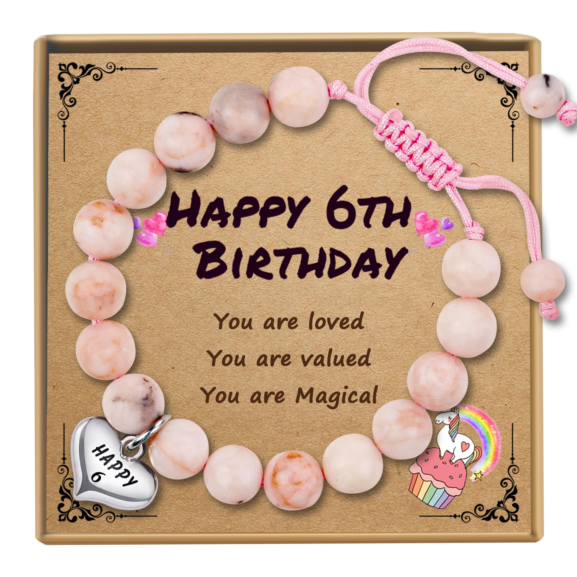 Sereney Birthday Gifts for Girls, Beaded Bracelets as 1 3 4 5 6 7 8 9 10 11 12 13 15 16 Year Old Birthday Gift, Adjustable Stone/Pearl Bracelet as Happy Birthday Gifts for Daughter Granddaughter Niece