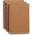 Soft Cover Spiral Sketchpad Notebooks - Pack of Three - 8.25 inches by 5.5 inches - 100 Pages, 50 Sheets - Perfect for Travel