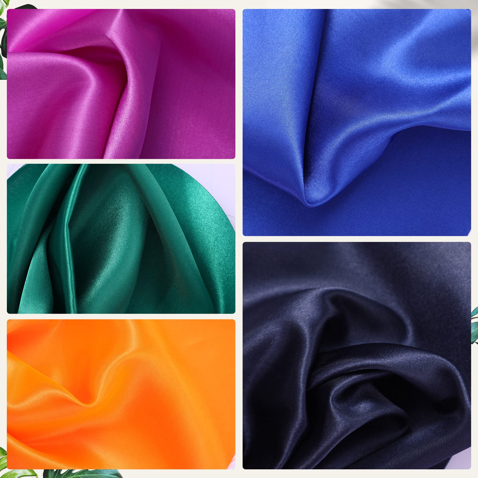 35 Pcs Satin Fat Quarter 35 Solid Color Silky Satin Patchwork Fabric for Bundle Lining Polyester Quilting Wedding Bridal Dress Table Decorations Costume Sewing Apparel Crafts (10 x 8 Inch)