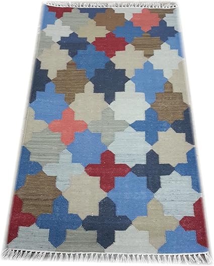 Srj Handicrafts Srj Handmade Wool Kilim Dhurrie - Rug 3 * 5 Ft.