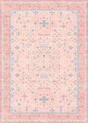 Pink Rugs for Bedroom Girls, 5x7 Washable Area Rug