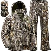 Wild Cedar Men's Cold Weather Camo Hunting Suit, Quiet Fleece-Lined Jacket & Pants Set with Face Mask, Suitable for Hunting