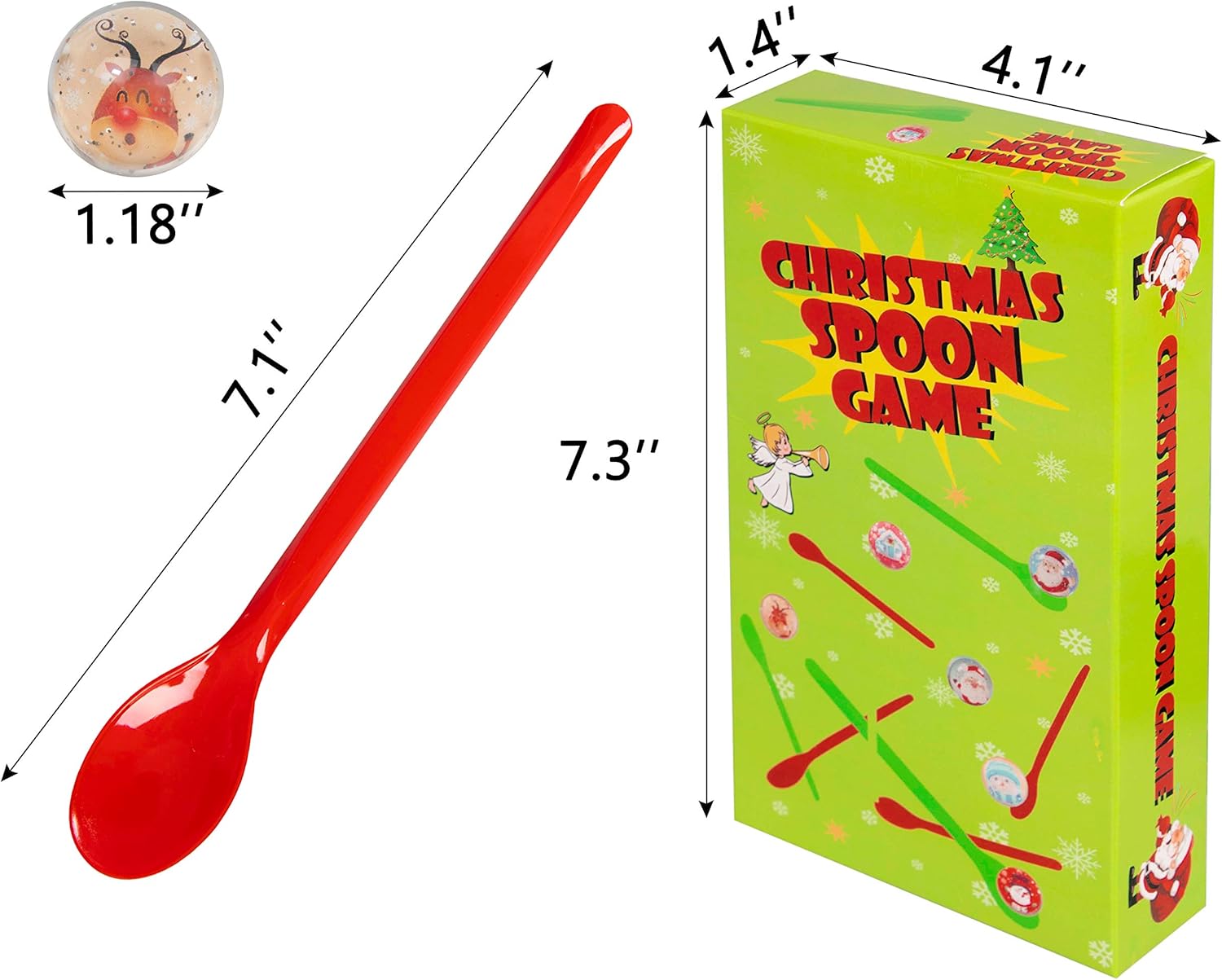 Christmas Game Bouncy Ball Spoon Relay Race Toy for Adults Indoor Outdoor Decorations Xmas/Holiday/Winter Party Supplies Favors: Toys & Games