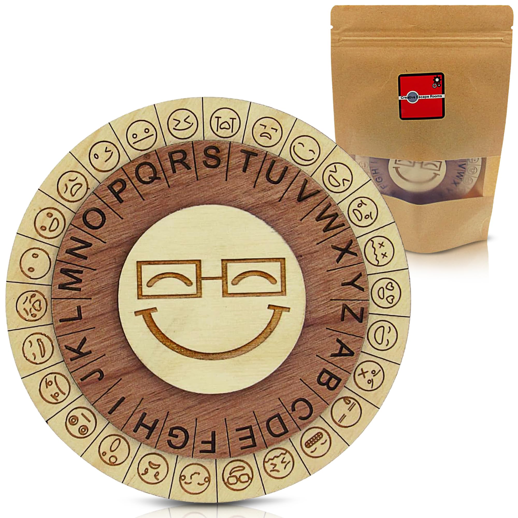 Smiley Face Cipher Wheel - Escape Room Prop for All Ages - Create Secret Messages and Clues