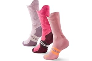 Juclise Compression Running Socks Crew Hiking Socks Coolmax Bamboo Viscose, Anti-Blister Moisture-Wicking Cushion for Womens