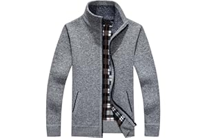 XinYangNi Men's Sweaters Full Zip Slim Thick Knitted Cardigan Sweaters Jacket with Pockets