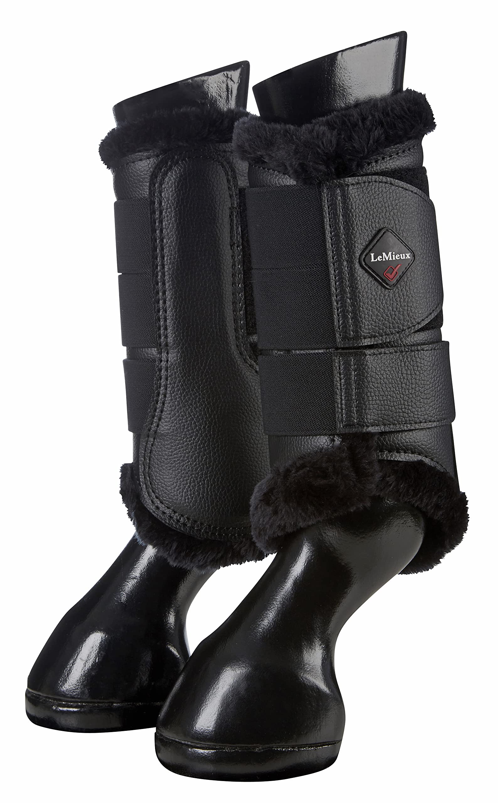 LeMieux Fleece Lined Brushing Horse Boots - Protective Gear and Training Equipment - Equine Boots, Wraps & Accessories (Black/Large)