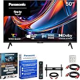 Panasonic W80 Series (2026 Model) 50-inch QLED 4K Glare Free Fire TV Bundle | TV-50W80CPS, Glare Free Pro, HDR10+, Dolby Vision + 37"-70" Wall Mount + 2x HDMI Cable + Surge Adapter + TV Guide