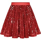 GRACE KARIN Girls Sequin Skirt Elastic Waist Sparkle Pleated Skirt for Party 5-14Y