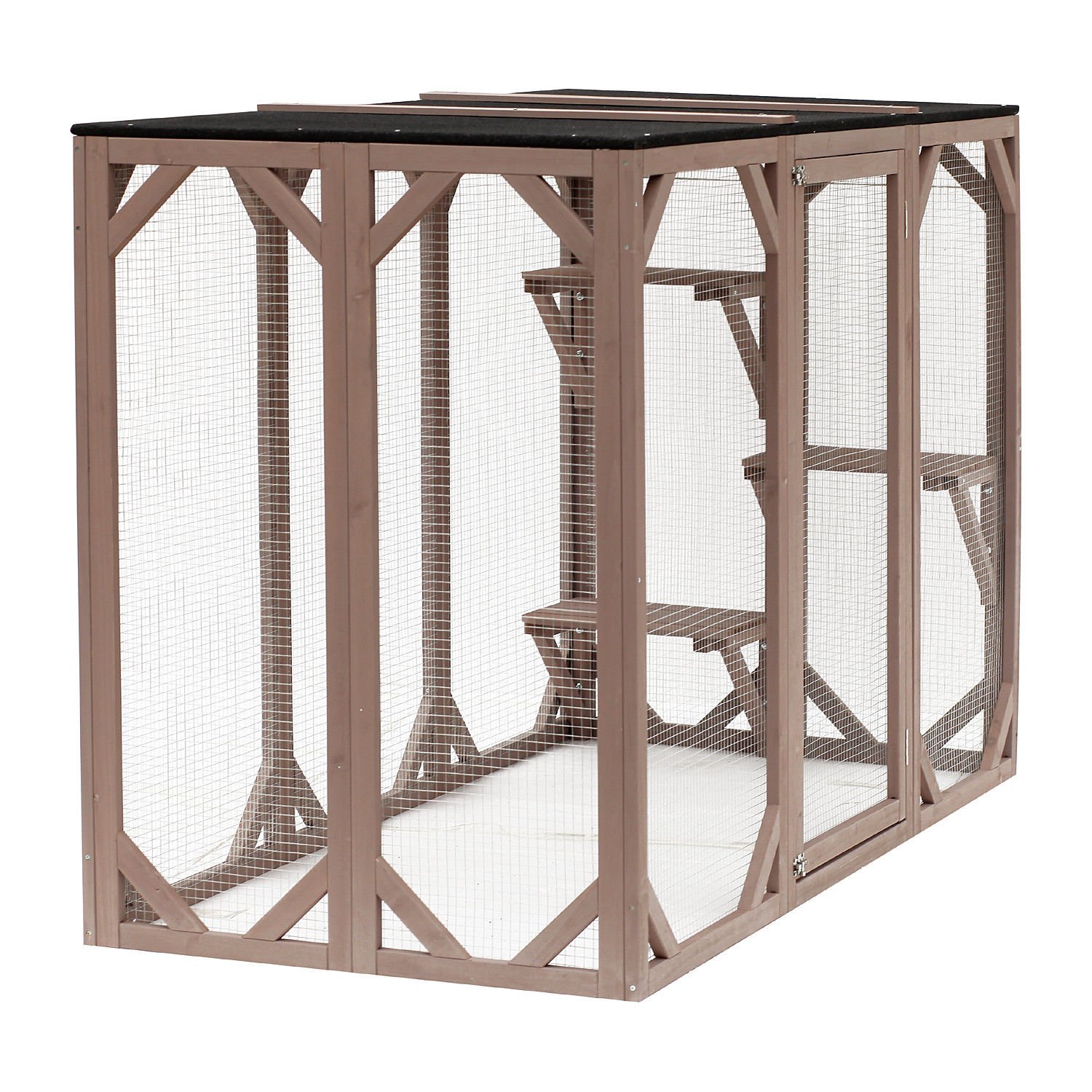 PawHut 71" x 32" x 44" Large Wooden Outdoor Cat Enclosure Catio Cage