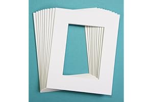 POSTER PALOOZA 5x7 Mat for 8x10 Frame - Precut Mat Board Acid-Free White 5x7 Photo Matte Made to Fit a 8x10 Picture Frame, Premium Matboard for Family Photos, Show Kits, Art, Picture Framing, Pack of 10 Mats