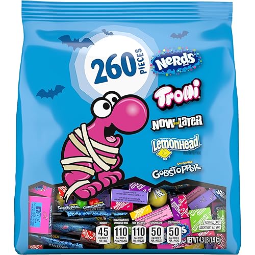 Halloween Candy Classic Fun Trick-or-Treat Assortment with Nerds, Trolli, Now and Later, Lemonhead, Gobstoppers, 260 Pieces, 69.3 Ounces, Variety Bag