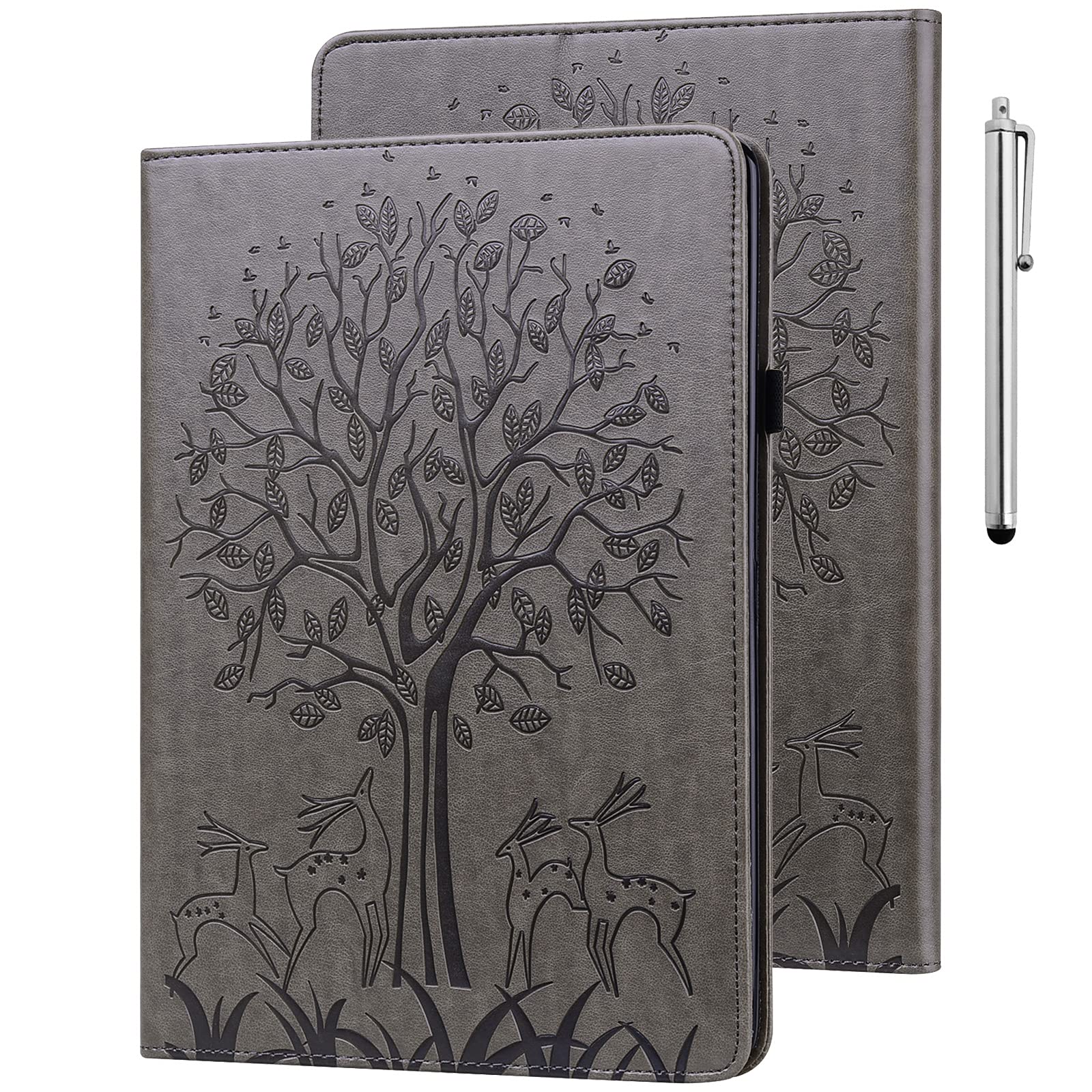 GLANDOTU Lenovo Tab M10 Plus 3rd Gen Case 10.6 inch, Elastic Strap Pen Holder Stand Function Cover, Folio Flip Wallet PU Leather Tablet Cases for Lenovo M10 Plus 3rd Gen (free Stylus pen) -【Gray】