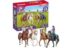 Schleich Horse Club - Complete 40PC Horse Club Rider Playset - Hannah, Sofia, Lisa and Sarah Poseable Rider Figures with Horses and Riding Accessories - Equestrian Toy Set for Kids Ages 5+ | 72221