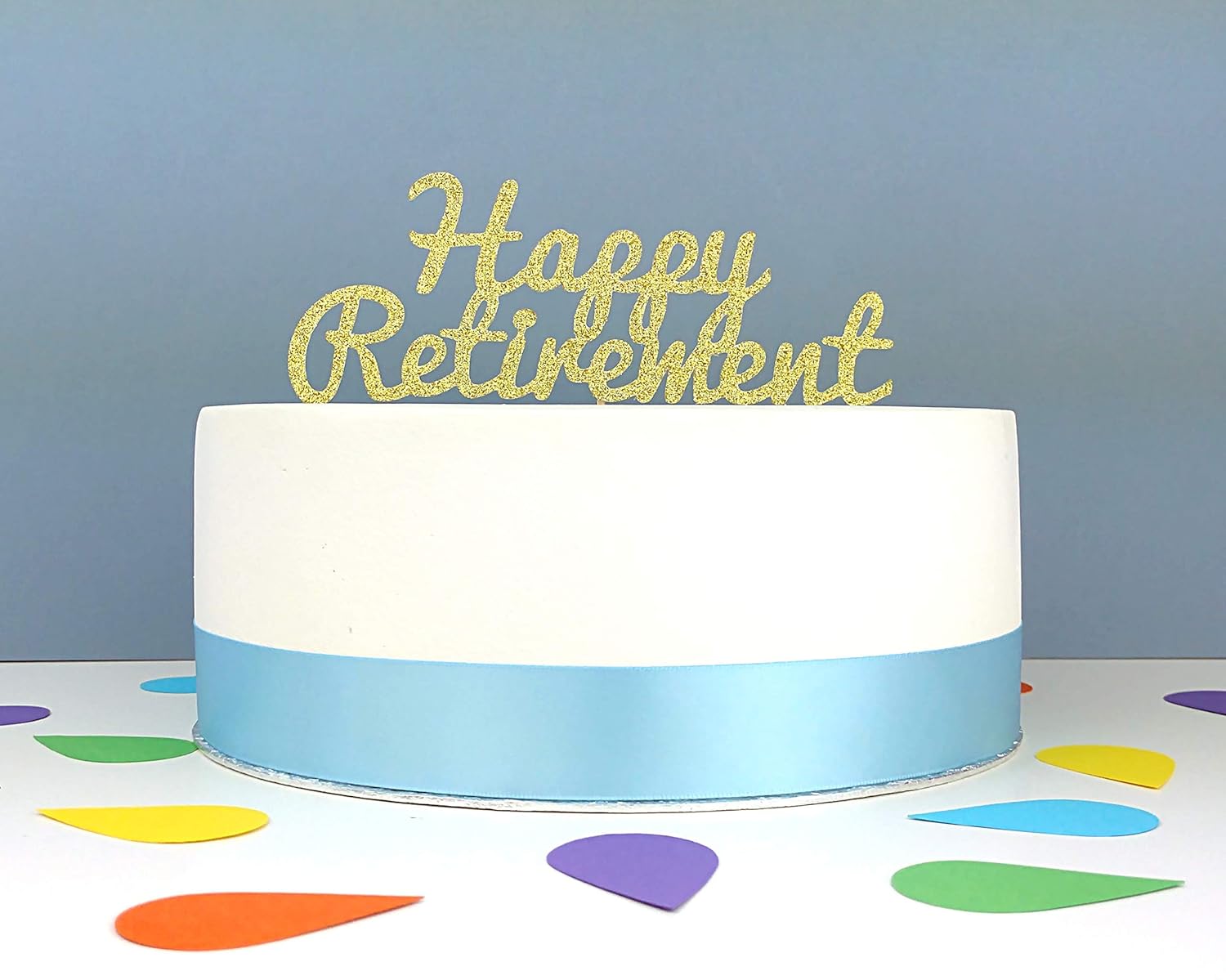 Happy Retirement Cake Topper in your choice of glitter colour Amazon