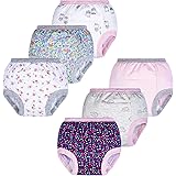 BIG ELEPHANT Baby Girls' Toddler Potty 6 Pack Padded Pure Cotton Pee Training Pants Underwear