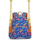 KAVIGOR Youth Tball Baseball Backpack, Lightweight Softball Bag with Shoes Compartment & Name Tag, Reinforced Zippers & Seams