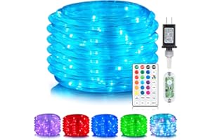 ANJAYLIA 40FT 120 LED Color Changing Rope Lights, 18 Colors Outdoor String Lights with Plug & Remote, Led Rope Lights Outdoor Waterproof, Christmas Lights for Bedroom Deck Halloween Decorations