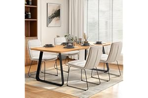 MALOL Dining Chairs Set of 4, Upholstered Dining Room Kitchen Chairs with Metal Legs, Modern Fabric PU Leather Side Chairs for Home, Cream