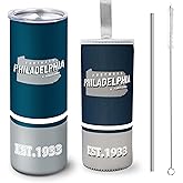 LANJAO Tumbler 20oz Straight Skinny Car Cups With Insulated Cup Sleeve Portable Handle, Sports Travel Coffee Mug, Stainless Steel, Insulated,Classic Collection Gifts for Men Women Fans