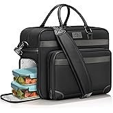 MATEIN Laptop Bag with Insulated Lunch Compartment, 16 Inch Mens Briefcase with USB C Port, Water Resistant Anti Theft Business Laptop Messenger Shoulder Bags, Computer Carrying Case for Office, Black