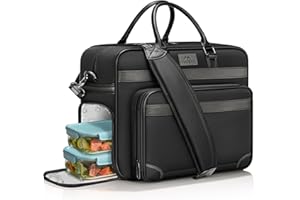 MATEIN Laptop Bag with Insulated Lunch Compartment, 16 Inch Mens Briefcase with USB C Port, Water Resistant Anti Theft Business Laptop Messenger Shoulder Bags, Computer Carrying Case for Office, Black