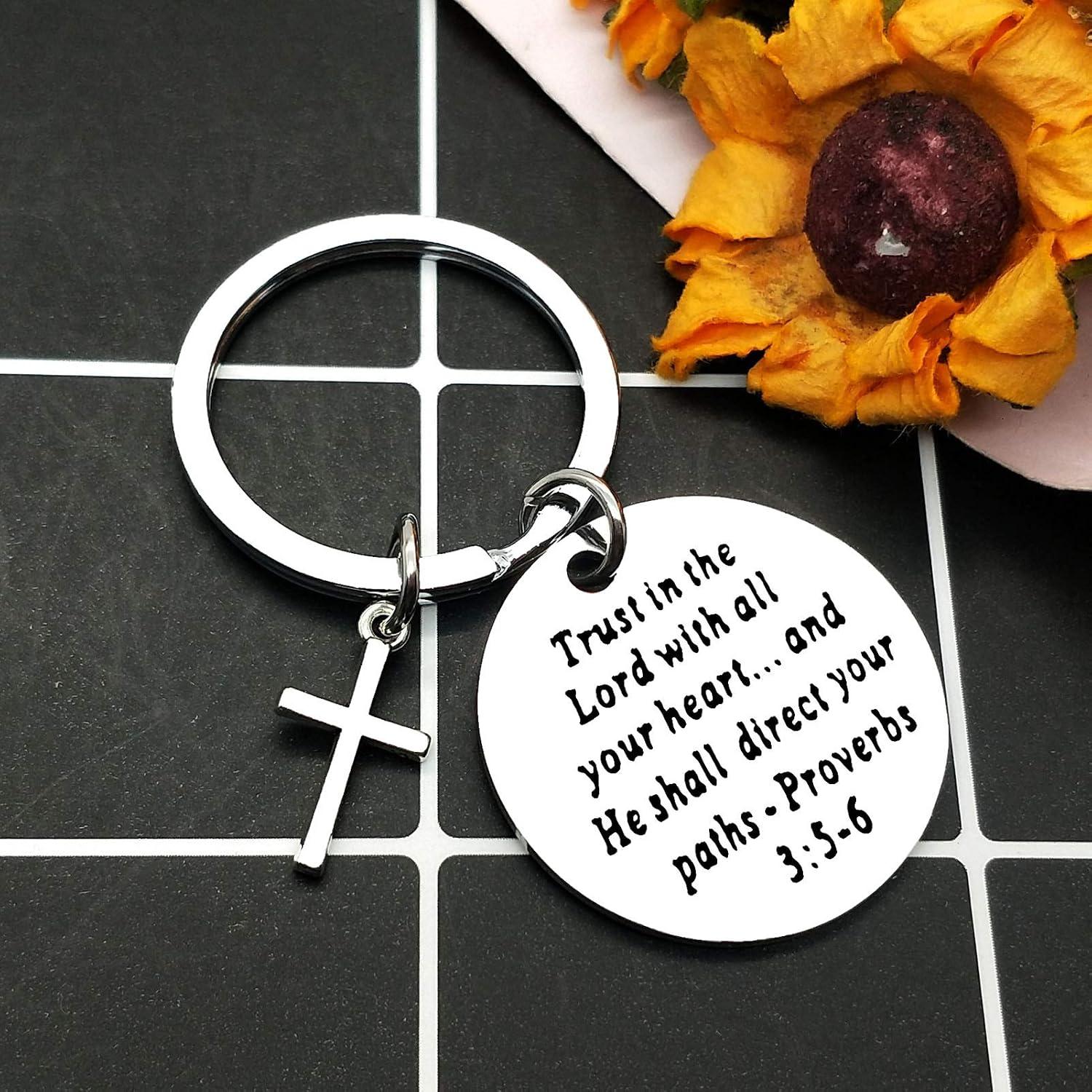 Christian Keyring Bible Verse Keychain Religious Keyring Trust in The Lord with All Your Heart...and He Shall Direct Your Paths Faith Keychain Christian Gift Thanksgiving Christmas Easter Prayer Gift - Image 5