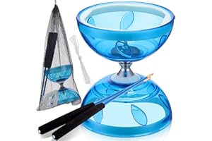 Simgoing Chinese Yoyo Diabolo Set Includes Colorful Chinese Yoyo with 2 Pieces Diabolo Sticks, 1 Piece String, 1 Net Bag for Fun(Blue)
