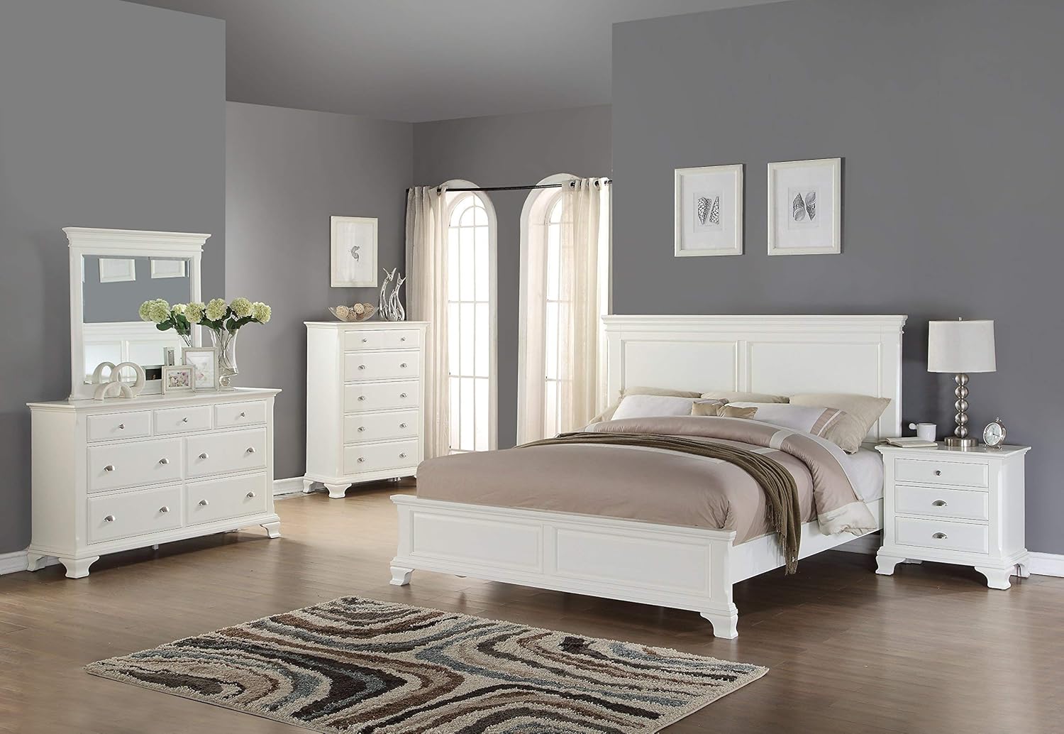 Amazon Com Roundhill Furniture Laveno 012 White Wood 3 Drawer Night Stand Furniture Decor