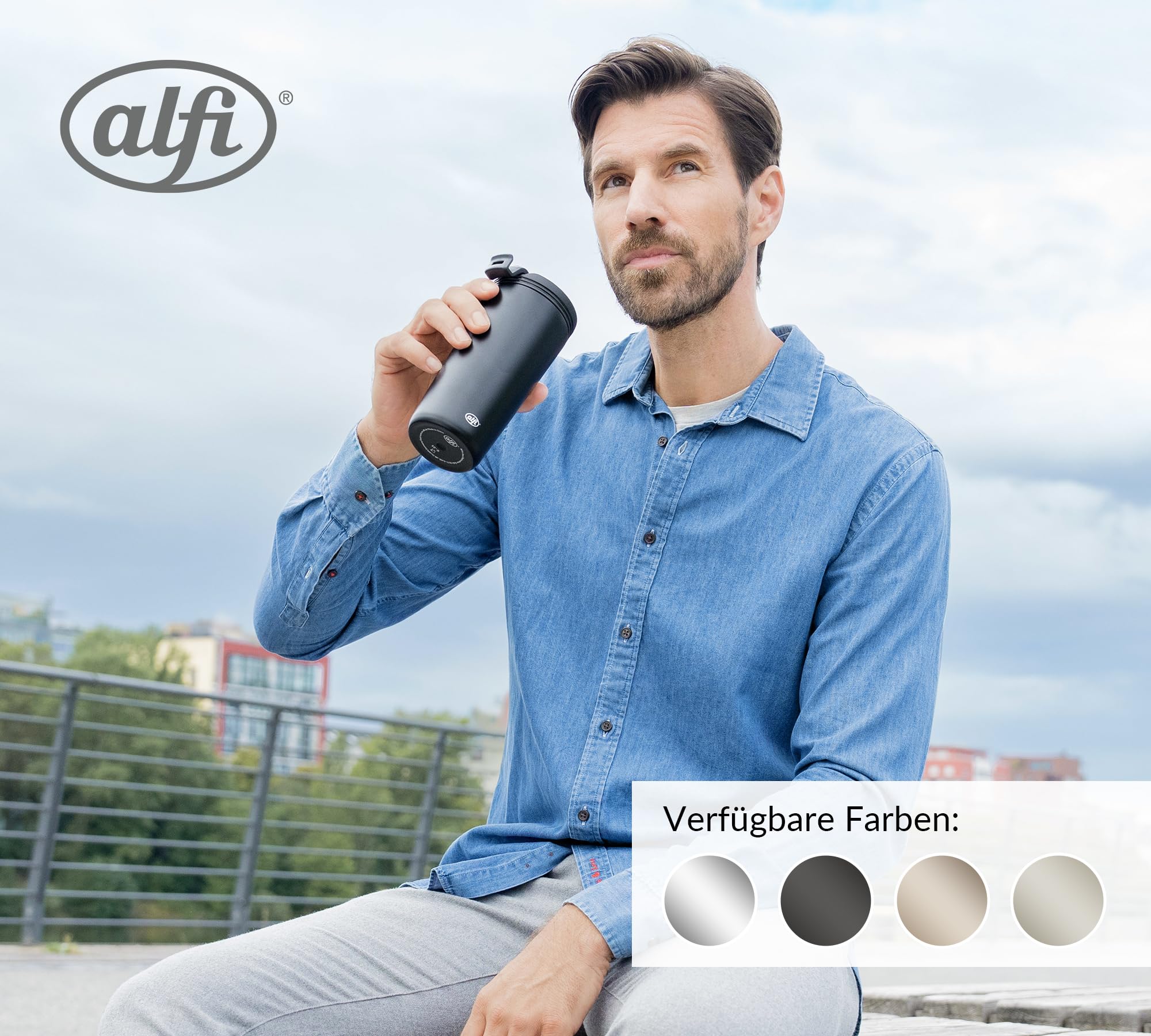 alfi ISO COFFEE MUG, gold champagner, Isolier-Trinkbecher 0,40 l, Kaffeebecher to go, spülmaschinenfest, BPA-frei, hält 4h heiß und 8h kalt, Becher für unterwegs 4