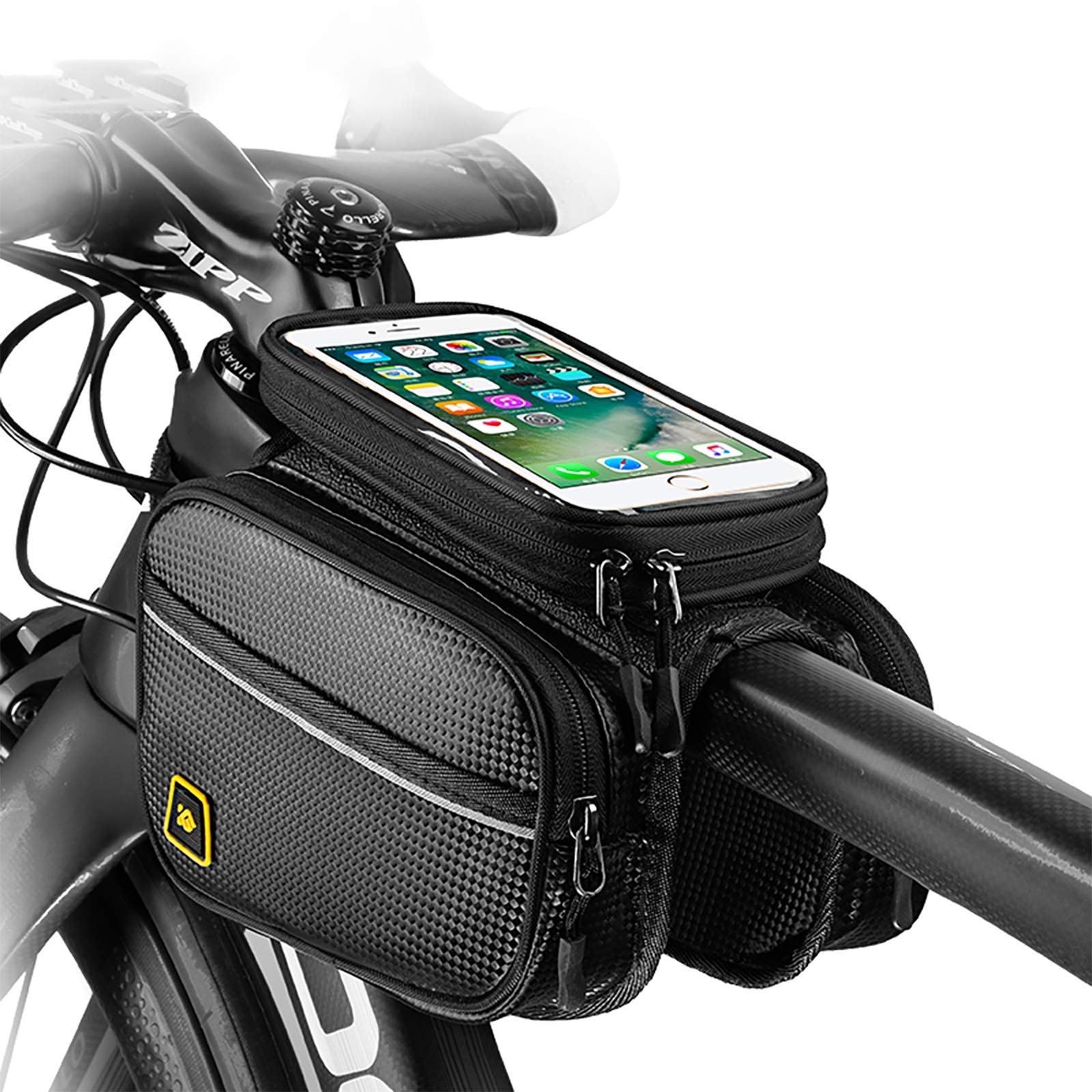 Photo 1 of BlueDorado Bike Phone Front Frame Bag Waterproof Bicycle Handlebar Bag with Touch Screen Cell Phone case Holder Cycling storage Pouch for iPhone 11 XS XR Max