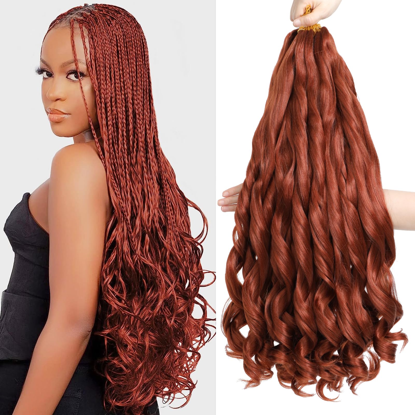 8 Packs Curly Braiding Hair Crochet Braids Hair Extensions for Crochet Braiding (350#, 22 inch) — image 1