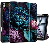 MEEgoodo Case for iPad Air 13 inch 2025 2024 (M3/M2), Tablet Cases with Trifold Stand + Pencil Holder + Auto Wake/Sleep + Soft TPU Back Cover, Beautiful Fantasy Flower