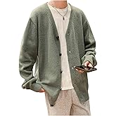 GORGLITTER Men's Oversized Cardigan Casual Button Down Long Sleeve V Neck Sweater