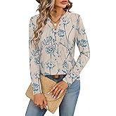 Chulianyouhuo Womens V Neck Long Sleeve Tops Button Fall Boho T Shirts 2026 Dressy Casual Tunic Blouse