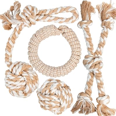 Fida Dog Rope Toys for Large Dogs 4 Pack Indestructible Cotton Tug Toy Set