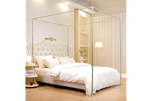 MOSQUTENT Canopy Bed Frame Full Size, Thicken Stainless Steel Bed Canopy Frame, Bed Post Poles 4 Corner Canopy for Metal Bed Mosquito Curtains Bedroom Decor